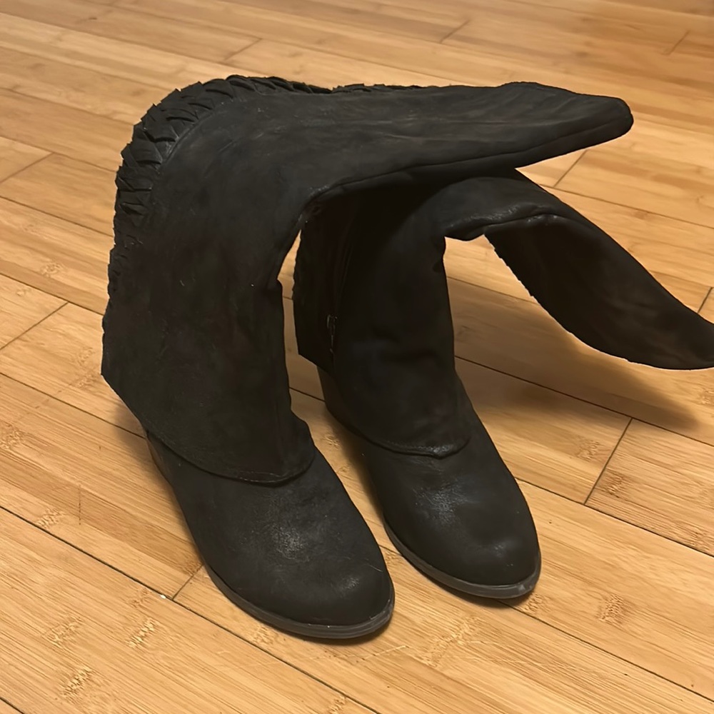 Black Fergalicious heeled boots - women’s size 8.5